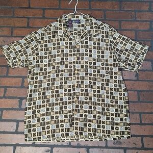 Roundy Bay Men's L Vintage Aloha Hawaiian Shirt Turtles Hula Dancers